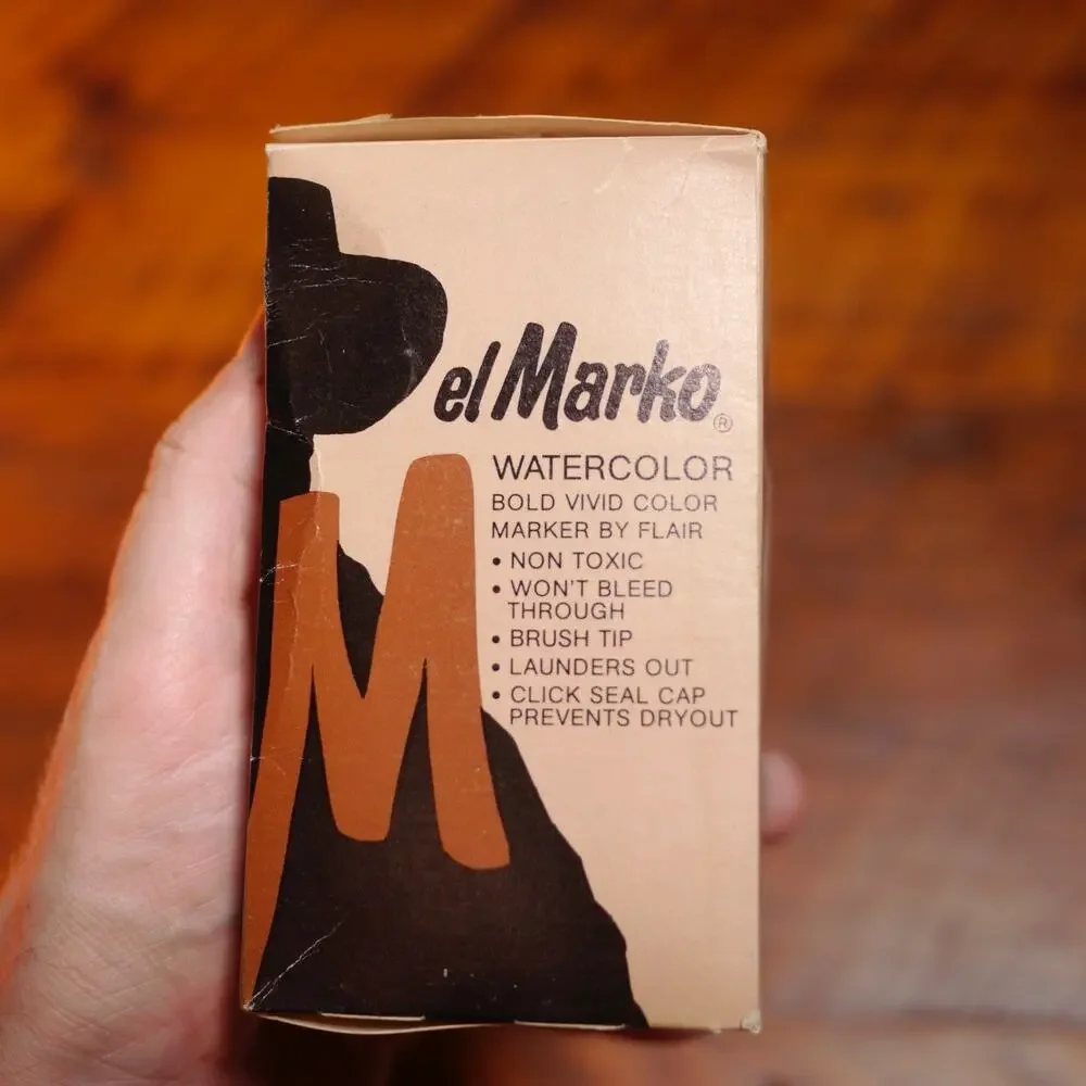 Lot of 12 NEW Vintage EL MARKO 748-01 Watercolor Non-Toxic BROWN Ink MARKERS